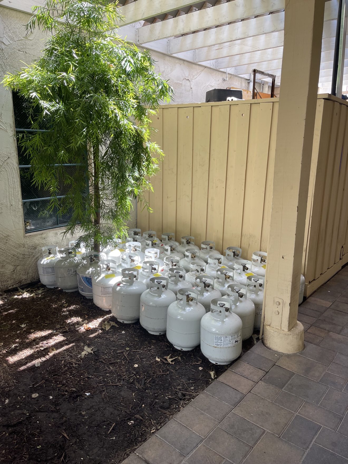 Propane tanks serviced for rental heater delivery